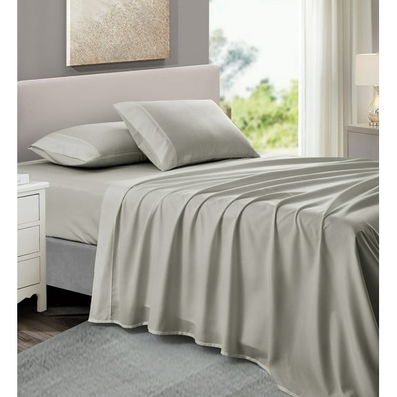 NC Home Fashions 3-Piece Twin XL Sheet Set, Ultra-Soft 800 Thread Count Microfiber, Deep Pocket, Twin XL, Silver Gray