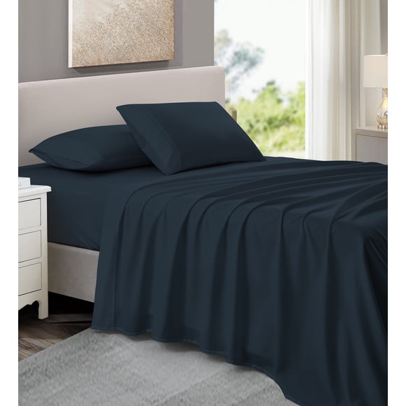 NC Home Fashions 4-Piece King Sheet Set, Ultra-Soft 800 Thread Count Microfiber, Deep Pocket, Blue Indigo