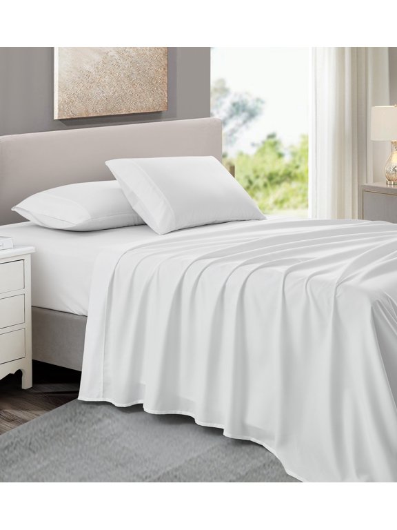 800 TC Microfiber Sheet Set, 4-Piece King,White – Soft, Durable & Wrinkle-Resistant