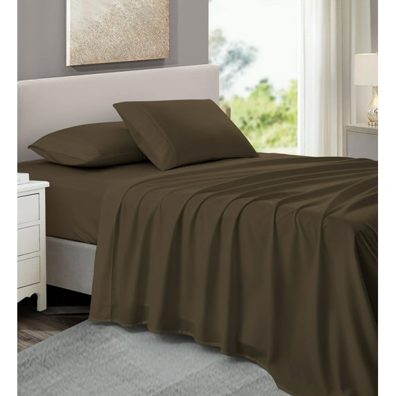 NC Home Fashions 4-Piece Queen Sheet Set, Ultra-Soft 800 Thread Count Microfiber, Deep Pocket, Chocolate Chip