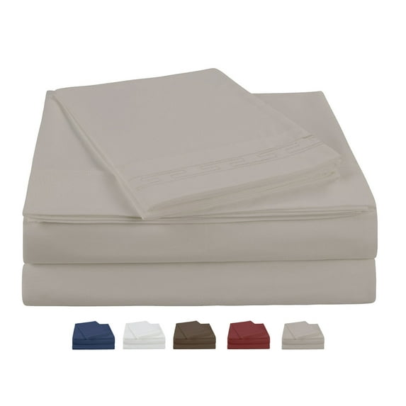 NC Home Fashions Solid microfiber sheet set with two bonus embroidered pillowcases, California King, Silver Gray
