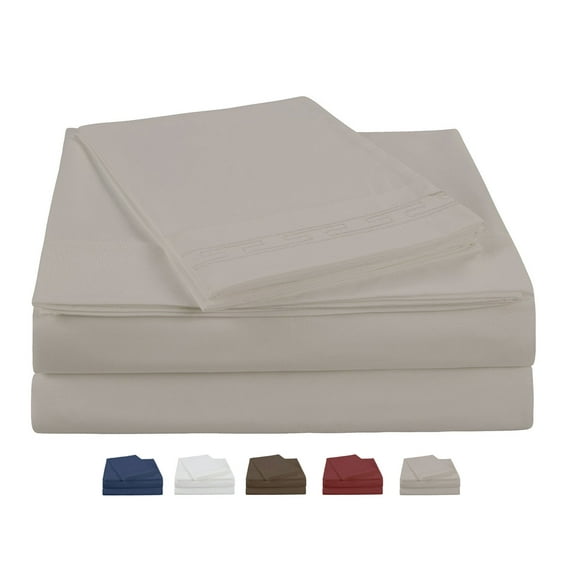 NC Home Fashions Solid microfiber sheet set with two bonus embroidered pillowcases, Full, Silver Gray