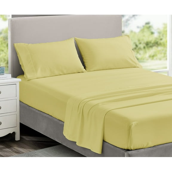 NC Home Fashions 3-Piece Twin Sheet Set, Ultra-Soft 800 Thread Count Microfiber, Deep Pocket, Twin,Yellow