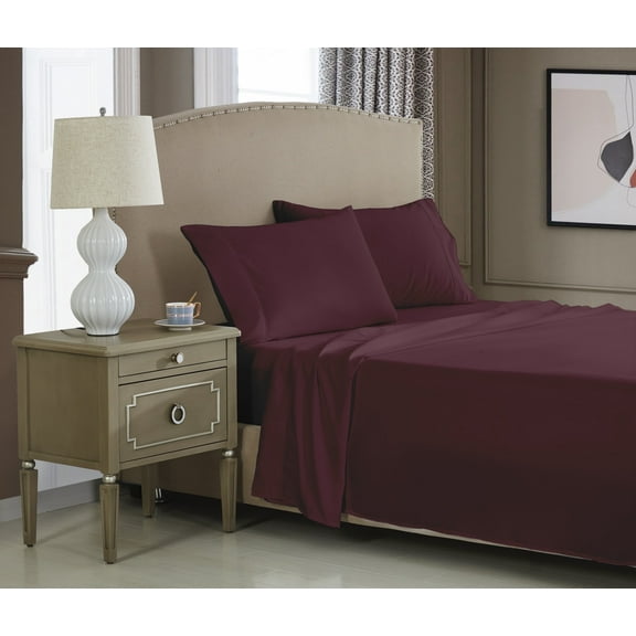 NC Home Fashions bed Sheet Sets - Soft Classic 800 Thread Count Microfiber, 4 Pieces - Full, Red Wine