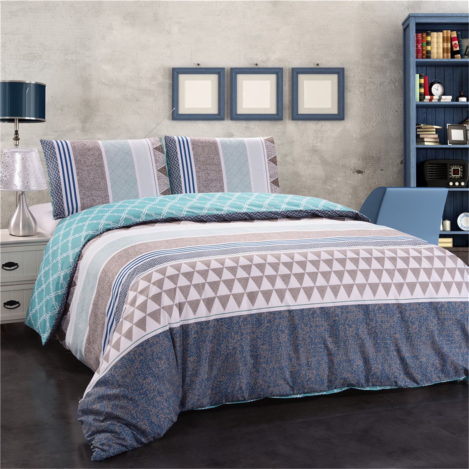 NC King Duvet Cover Set 3-Piece With 2 Pillowcases,Soft Brushed Microfiber, Comforter Not Include