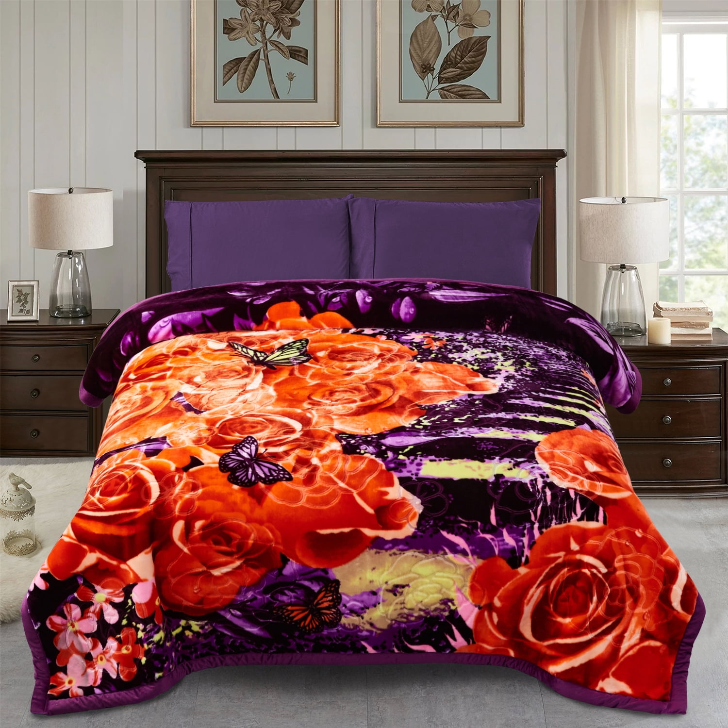 NC Queen Fleece Bed Blanket,2 Ply Heavy Thick Mink Warm Blanket for Winter  79x91,7.5lbs 