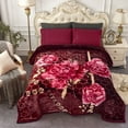 thumbnail image 1 of NC King Size Blanket 2 Ply Thick Warm Plush Bed Blanket for Winter, 10lbs, Burgundy Floral, 85"x93", 1 of 6