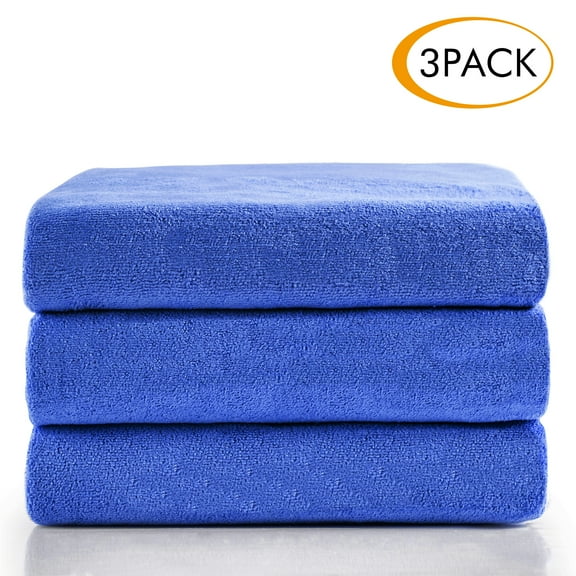 NC Microfiber Bath Towel Set 3 Piece (27"x 55"),Super Absortbent and Fast Drying,Blue
