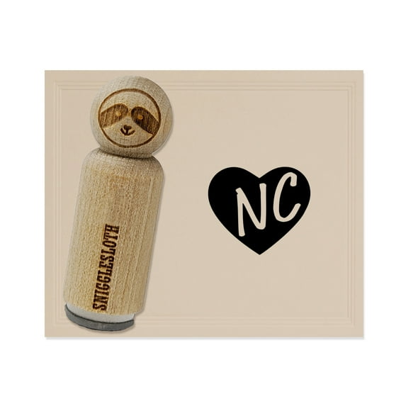 NC North Carolina State in Heart Rubber Stamp for Scrapbooking Crafting Stamping - Large 1-1/4 Inch