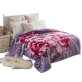 thumbnail image 1 of NC Plush Fleece Bed Blanket, Soft, Reversible Warm Blanket King 83"x93", Lavender Floral, 1 of 6