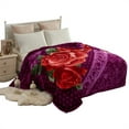 thumbnail image 1 of NC Plush Fleece Bed Blanket, Soft, Reversible Warm Blanket Queen 77"x87", Purple Floral, 1 of 6