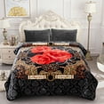 thumbnail image 1 of NC Plush Fleece Blanket For Bed,Lightweight Soft Black Red Floral Blanket,Queen 75"x91", 1 of 6