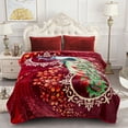 thumbnail image 1 of NC Plush Fleece Blanket For Bed,Lightweight Soft Burgundy Green Peacock Blanket,Queen 75"x91", 1 of 6