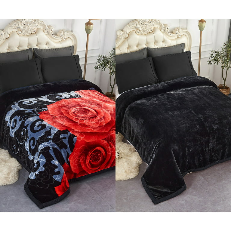 NC Queen Fleece Bed Blanket,2 Ply Heavy Thick Mink Blanket for Winter  77x91,7lbs