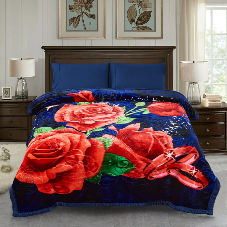 NC Queen Fleece Bed Blanket,2 Ply Heavy Thick Mink Warm Blanket for Winter  79x91,7.5lbs