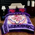 thumbnail image 1 of NC Sherpa Borrego Blanket 3 Piece, Flannel Fleece Blanket Set, King 79"x91", Purple, 1 of 6
