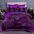 thumbnail image 1 of NC Sherpa Borrego Blanket 3 Piece, Flannel Fleece Blanket Set, King 79"x91", Purple, 1 of 6