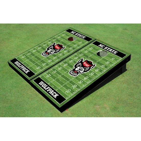 NC State University Black Matching Football Field Custom Cornhole Boards