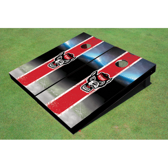 NC State University Field Long Stripe Matching Red Themed Cornhole Boards
