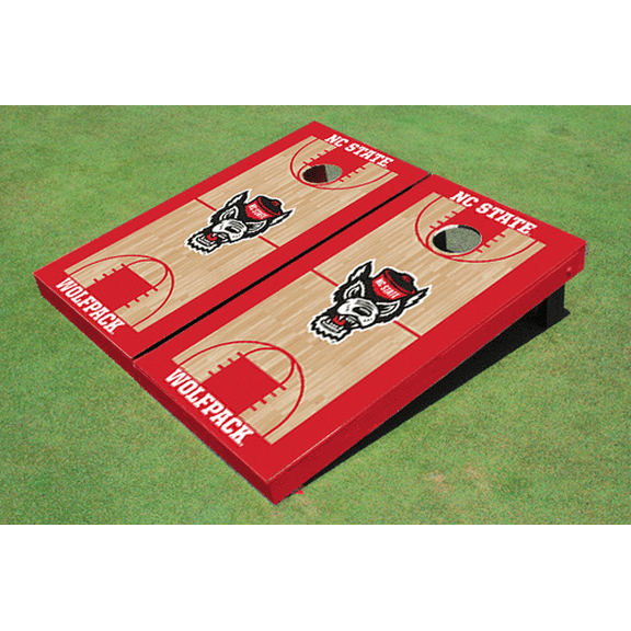 NC State University Red Matching Basketball Court Custom Cornhole Board
