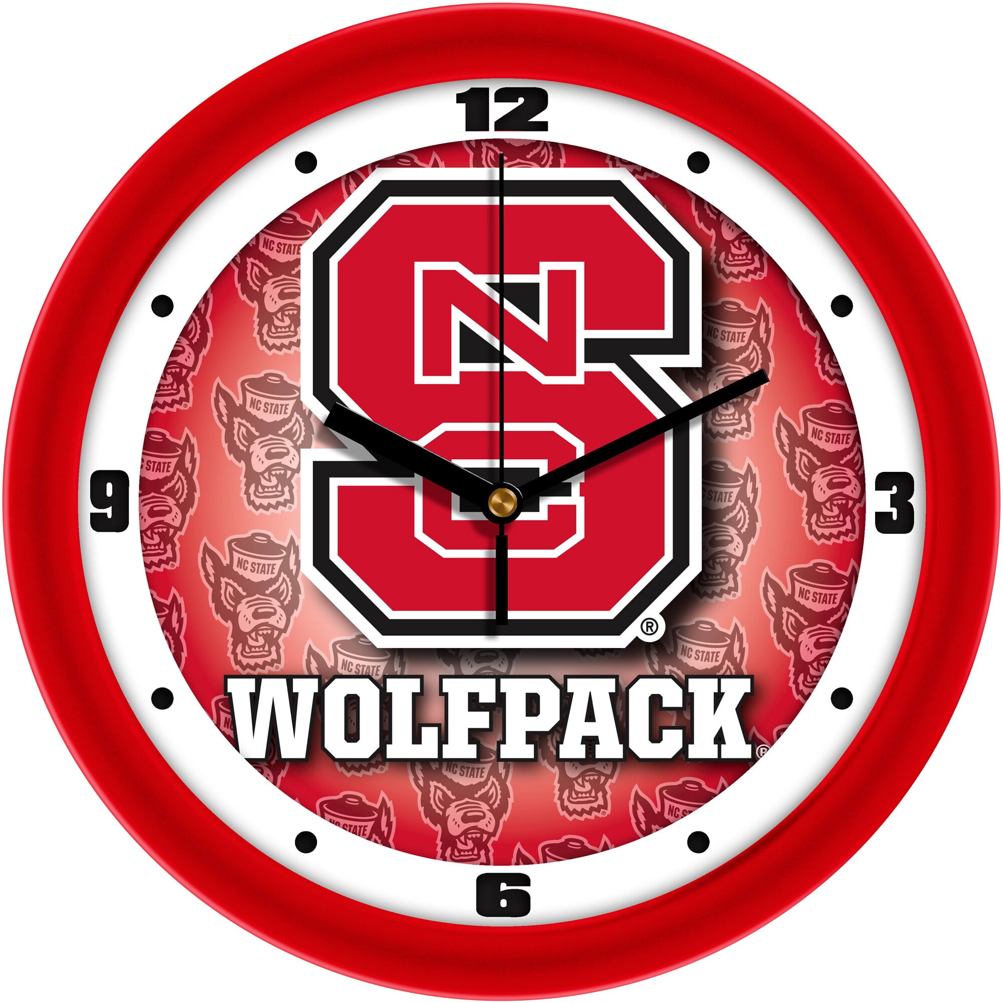 Wolfpack Clock NC State Wolfpack 11.5'' Suntime Premium Glass Face Dimension Wall ...