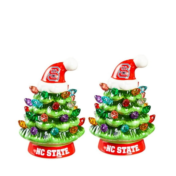 NC State Wolfpack 2-Pack 4" Ceramic LED Christmas Tree Set