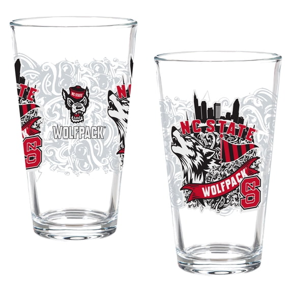 NC State Wolfpack Hometown Series 16oz Pint Glass 2-Piece Set with Gift Box