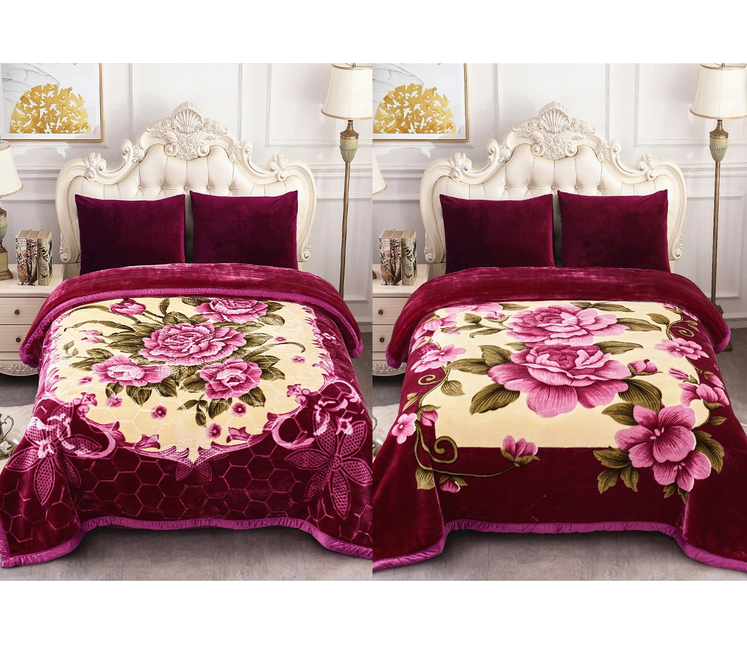 NC Queen Fleece Bed Blanket,2 Ply Heavy Thick Mink Blanket for