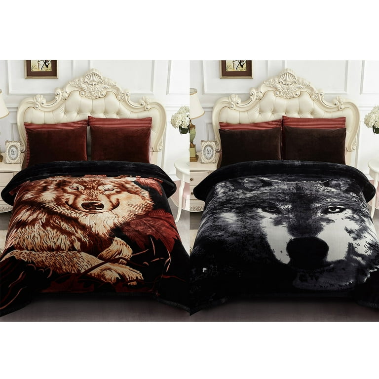 NC Thick Fleece Blanket King Size,10lbs 2 Ply Faux Mink Bed Blanket for  Winter, Wolf, 85x93