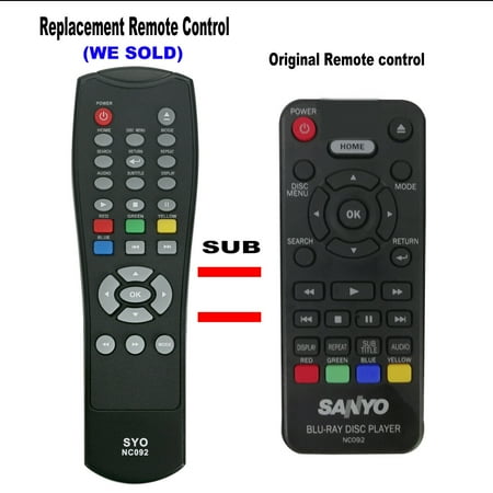 NC092UL NC092 Replaced Remote for Sanyo Blu-ray Disc Player FWBP505F FWBP505FN