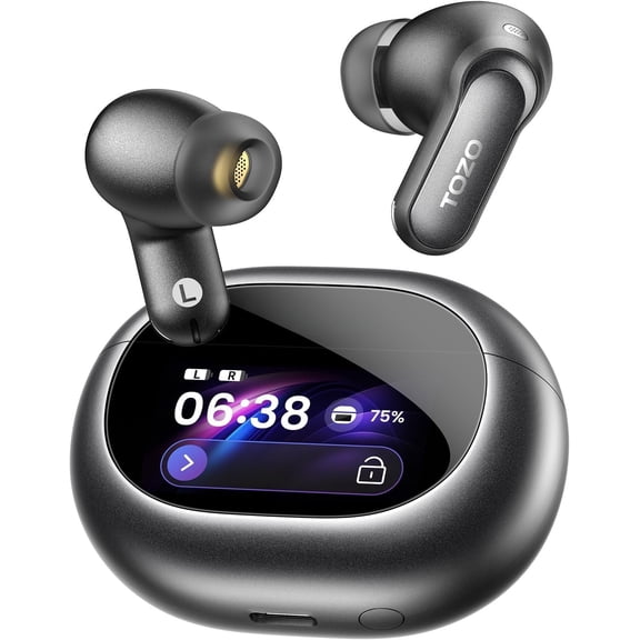 NC20 Noise Cancelling Earbuds with Touch Screen, LDAC Hi-Res Audio, Stereo Bass, 6 Mics AI Call Ear Buds, 80H Playtime, IPX8 , 32 EQ via App,