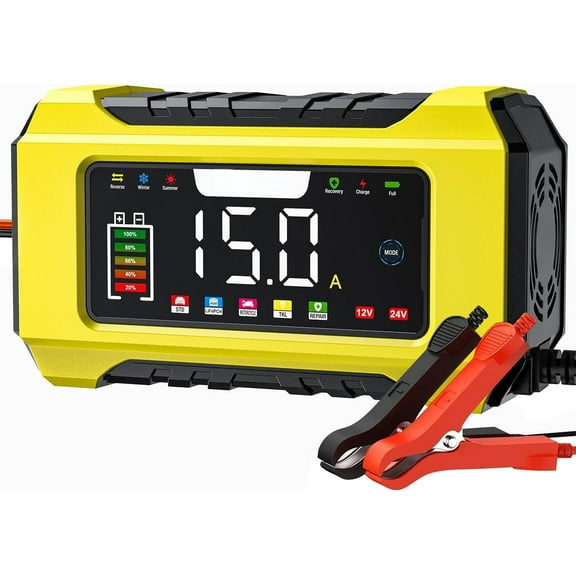 NC215 15-Amp Battery Charger, Trickle Charger Car Battery Charger 12V 24V LiFePO4 Lead Acid Portable 9-Stage Smart Battery Maintainer w/Temp Compensation for Car Truck Lawn Mower Boat Marine
