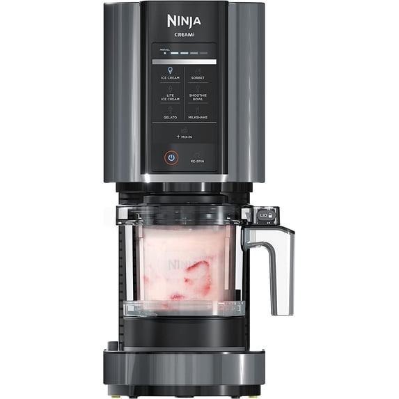 Ninja CREAMi, Ice Cream Maker, Ice Cream, Gelato, Sorbet,Milkshakes, Mix-ins, Smoothie Bowls & More, 7-in-1, Ice Cream Pints, Pint lid, Healthy Ice Cream, Compact, Perfect for Kids, Black, NC299AMZ