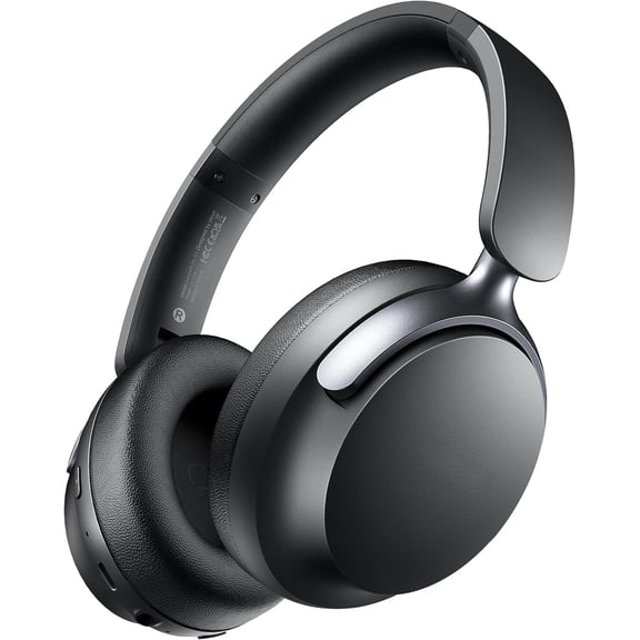 NC60 Hybrid Noise Cancelling Headphones, Foldable Over Ear 5.4 Headphones, 80H Playtime, Transparency Mode, Stereo Bass, Custom EQ via App for Travel Black
