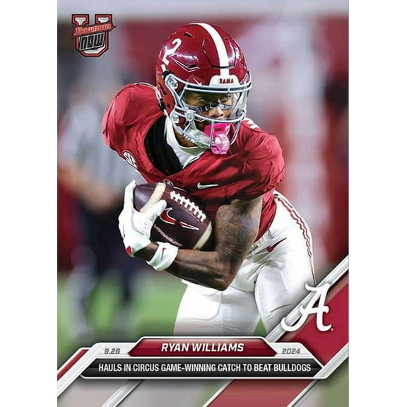 NCAA 2024 Bowman U NOW Football Ryan Williams #19 (Hauls in Circus Game Winning Catch to Beat Bulldogs!)