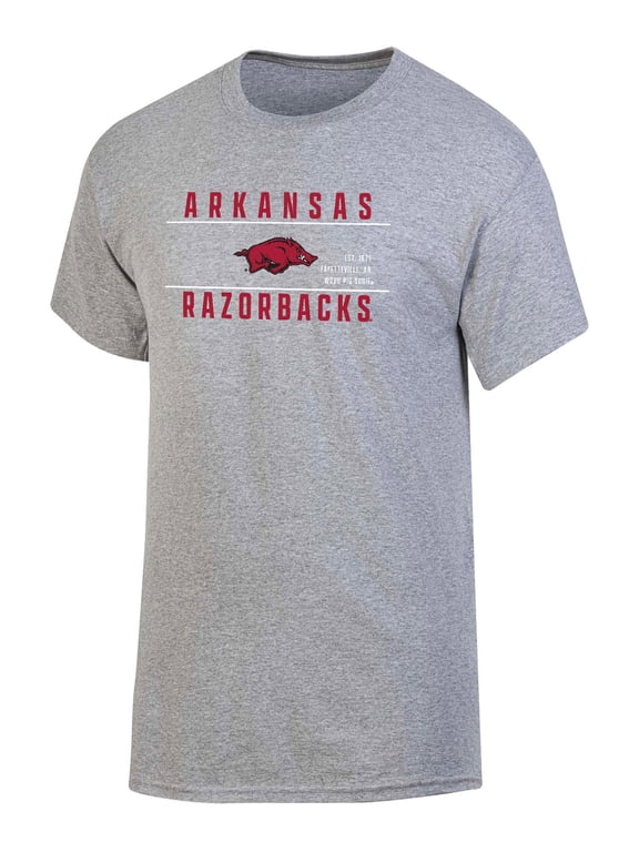 NCAA Men's Arkansas Razorbacks Gray Bar Logo Crewneck Tee