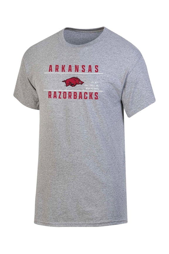 NCAA Men's Arkansas Razorbacks Gray Bar Logo Crewneck Tee