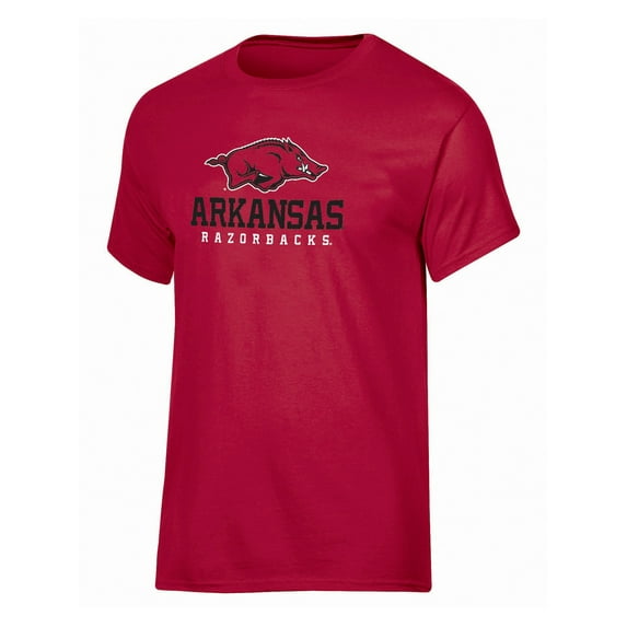 NCAA ARKANSAS Mens Primry Color Cotton SS TEE Logo Over Name OPP