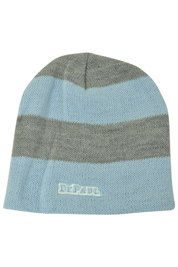 NCAA American Needle Women Ladies DePaul Blue Demons Cuffless Knit Striped Blue