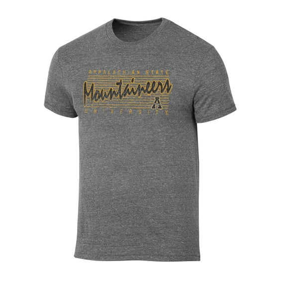 NCAA Appalachian State Mens Grey Color Triblend Crew Short Sleeve Tee