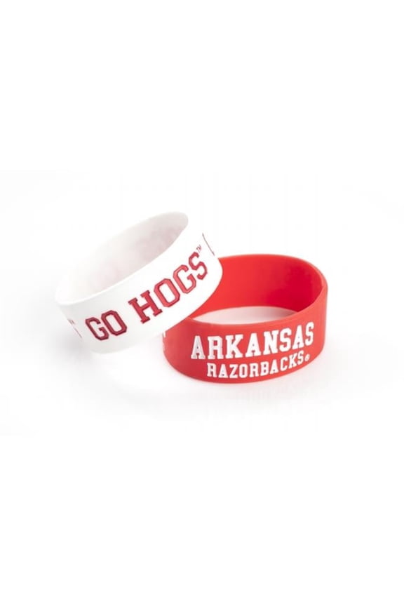 NCAA Arkansas Razorbacks Silicone/Rubber Bracelet Wide Pack Of 2