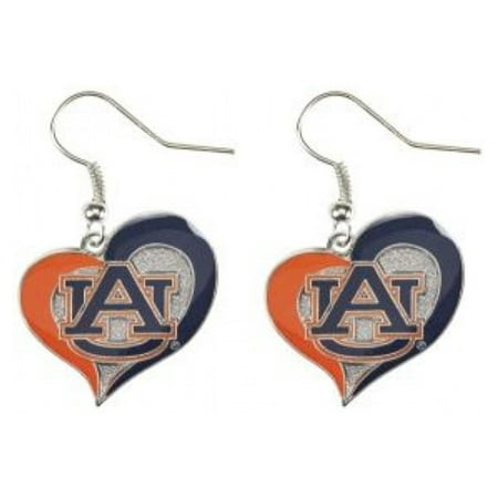 NCAA Auburn Swirl Heart Shape Dangle Logo Earring Set