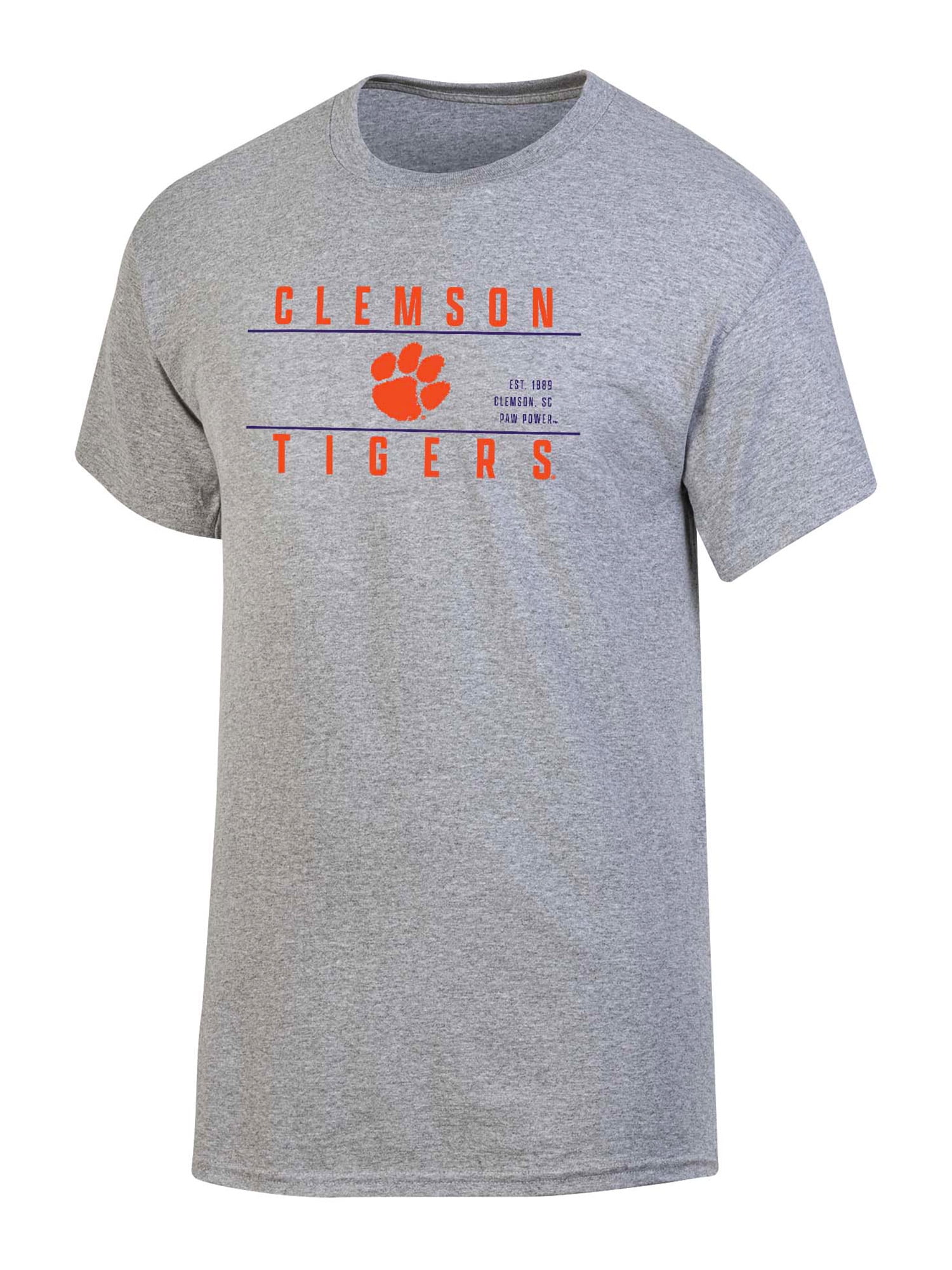 NCAA Men's Clemson Tigers Gray Bar Logo Crewneck Tee
