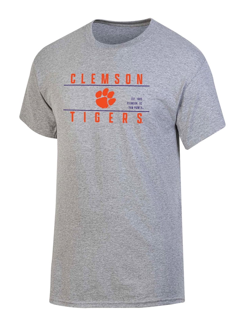 NCAA Men's Clemson Tigers Gray Bar Logo Crewneck Tee - Walmart.com