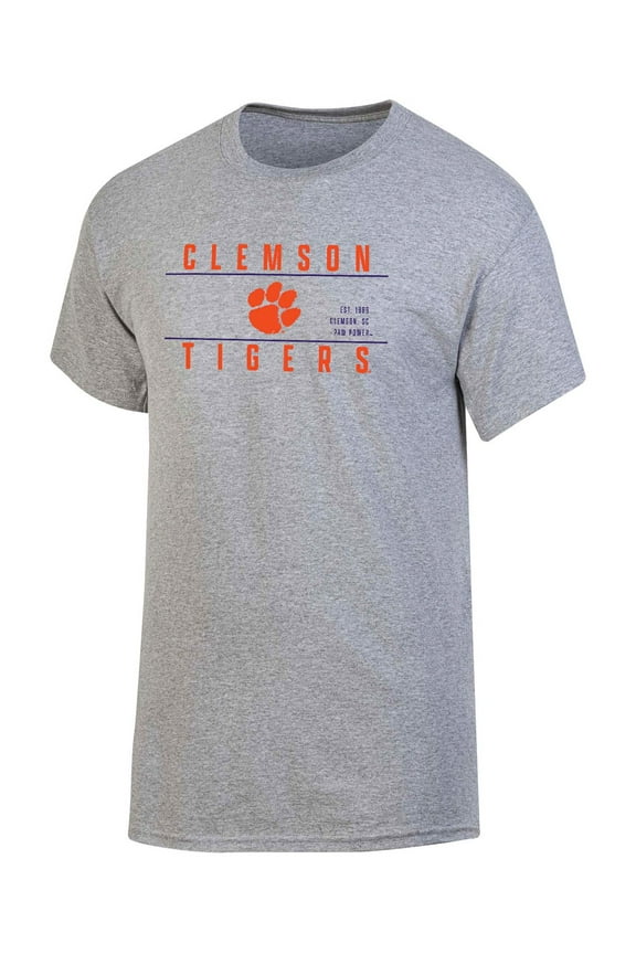 NCAA Men's Clemson Tigers Gray Bar Logo Crewneck Tee