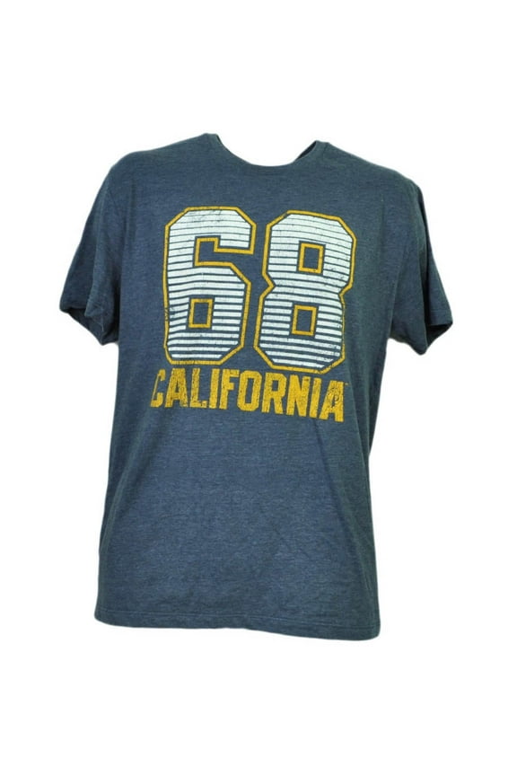 NCAA California Golden Bears Felt 68 Tshirt Tee Short Sleeve Mens Navy Blue LG