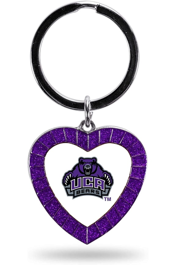 NCAA Central Arkansas Bears NCAA Rhinestone Heart Colored Keychain, Purple, 3-inches in length