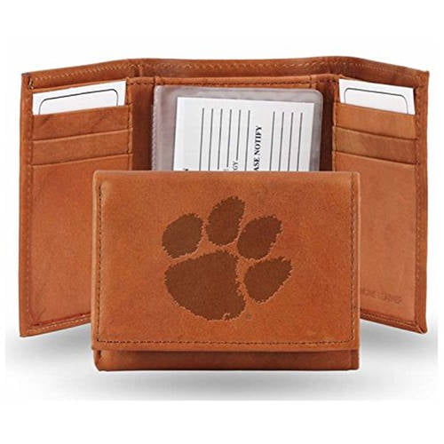 NCAA Clemson Embossed Leather Trifold Wallet
