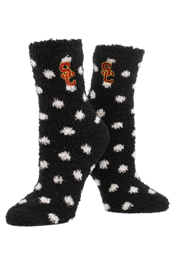 NCAA College Fuzzy Socks For Women & Men, Warm and Cozy Socks Womens Licensed Sock (USC Trojans, Medium)