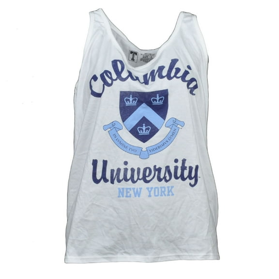 NCAA Columbia Lions White Blue Tank Top T-shirt Women's Sports Racerback Crew Neck XL